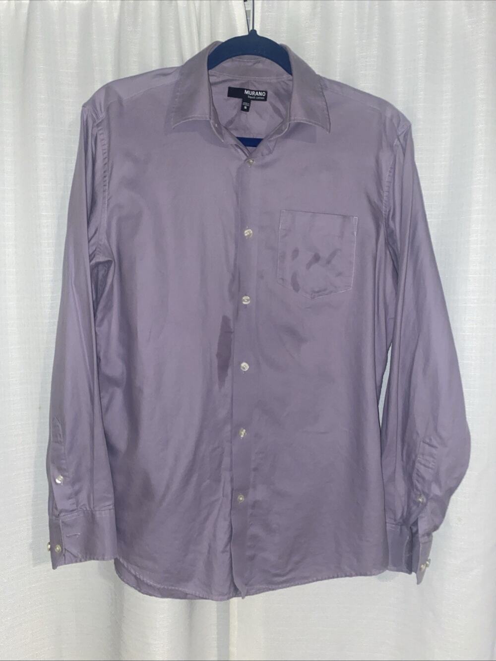 MURANO Liquid Cotton Lavender Dress Shirt Size Small 100% Cotton Pocketed CITY